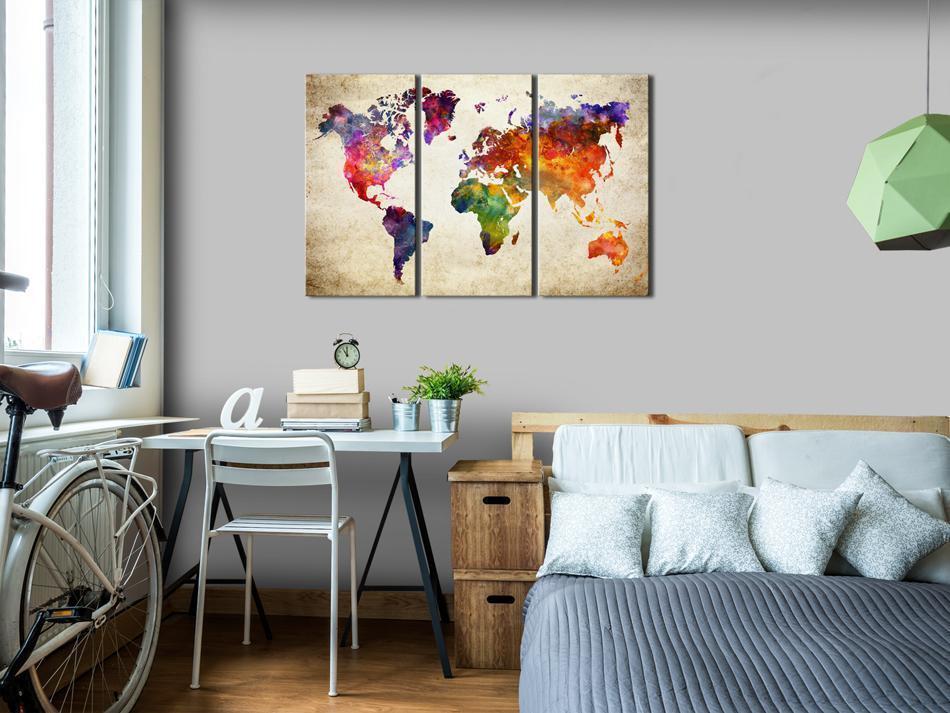 Canvas Print - The World's Map in Watercolor-ArtfulPrivacy-Wall Art Collection