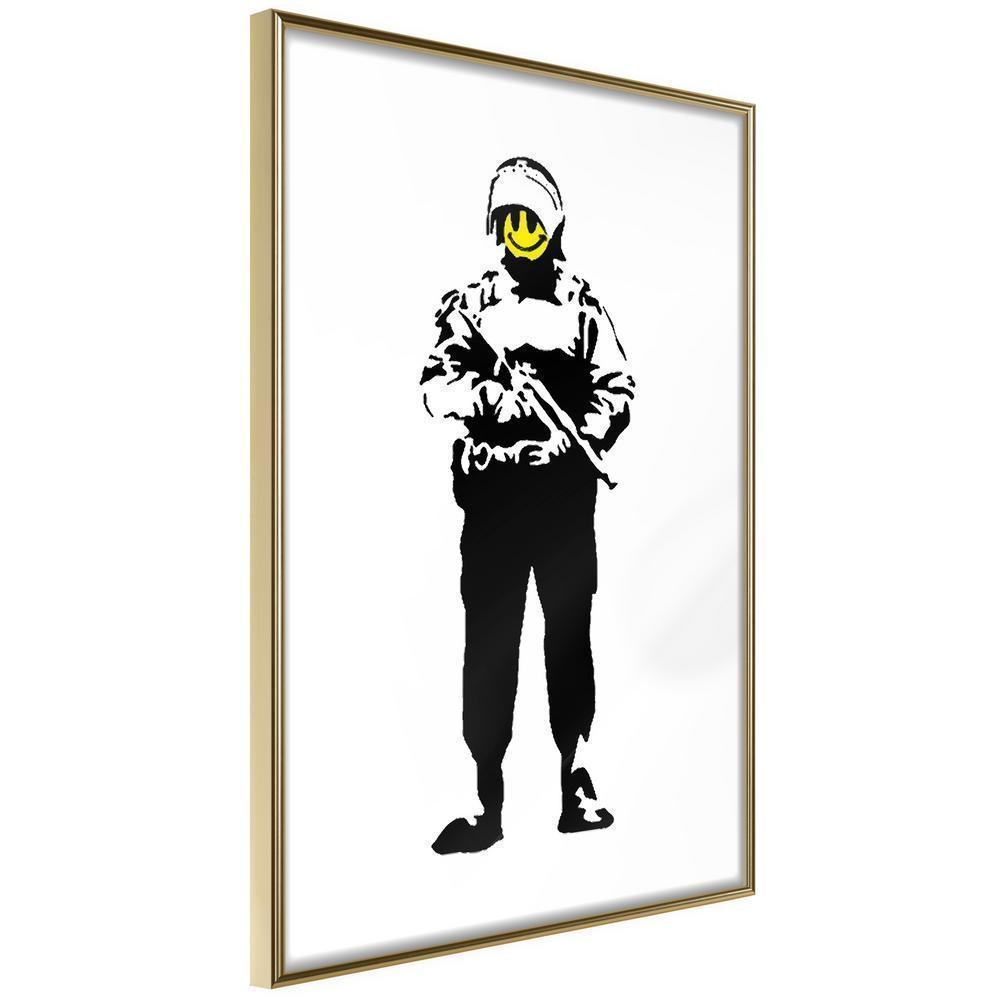 Urban Art Frame - Banksy: Smiling Copper-artwork for wall with acrylic glass protection