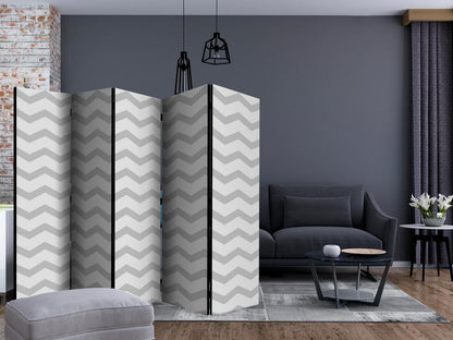 Room Divider - Brain waves II- A 5 Panel Folding Screen For Living rooms, bedrooms or home office, decorative folding screen made with wood and canvas