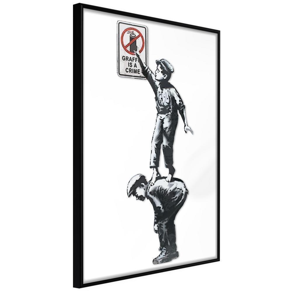 Urban Art Frame - Banksy: Graffiti Is a Crime-artwork for wall with acrylic glass protection