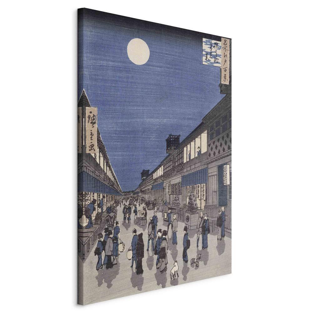 Impression sur toile - Vue nocturne de la rue Saruwaka depuis « Meisho Edo Hyakkei » (Cent vues d'Edo) (Utagawa Hiroshige)