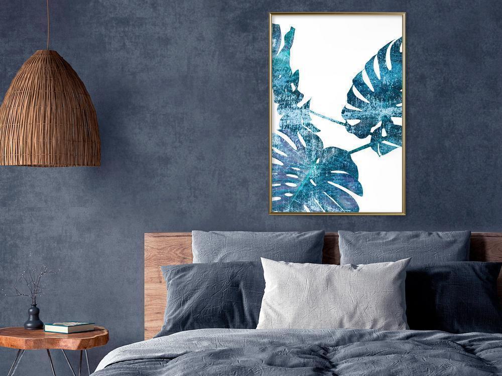 Botanical Wall Art - Sapphire Monstera-artwork for wall with acrylic glass protection