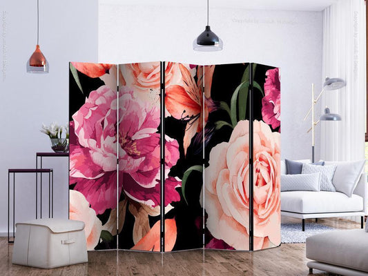 Decorative partition-Room Divider - Roses of Love II-Folding Screen Wall Panel by ArtfulPrivacy