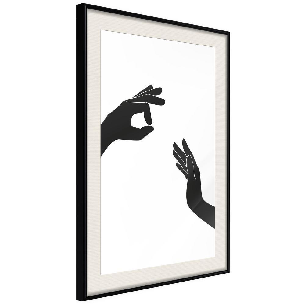 Black and White Framed Poster - Language of Gestures I-artwork for wall with acrylic glass protection