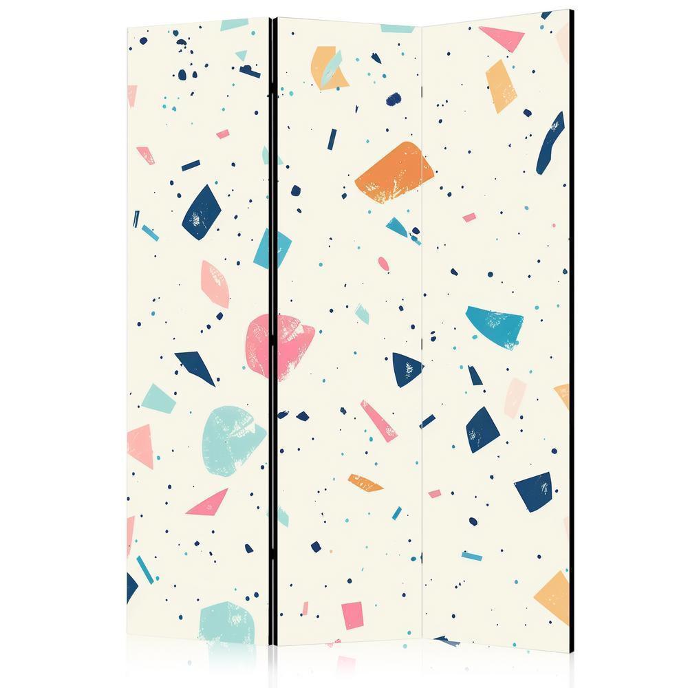 Room Divider - Terrazzo with Multicolored - Large Elements - Cheerful Pattern on a Light Background