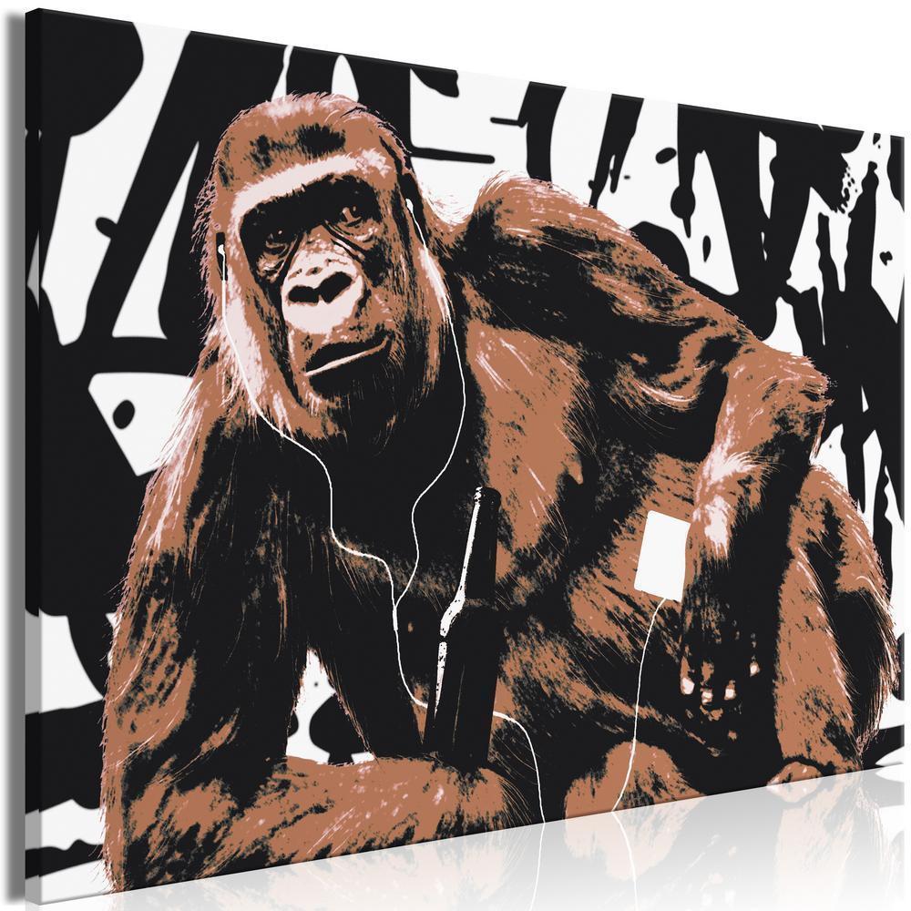 Canvas Print - Pop Art Monkey (1 Part) Narrow Brown-ArtfulPrivacy-Wall Art Collection