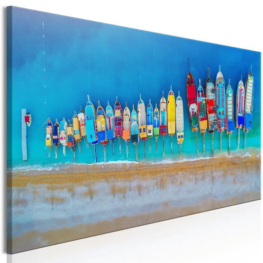 Canvas Print - Colourful Boats (1 Part) Narrow-ArtfulPrivacy-Wall Art Collection