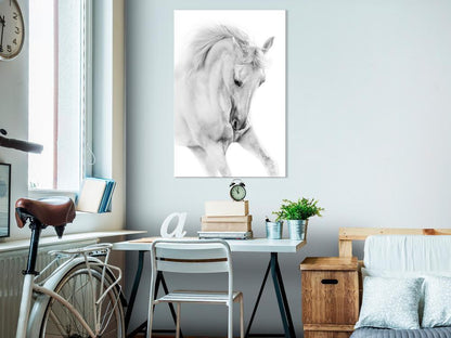 Canvas Print - White Horse (1 Part) Vertical-ArtfulPrivacy-Wall Art Collection