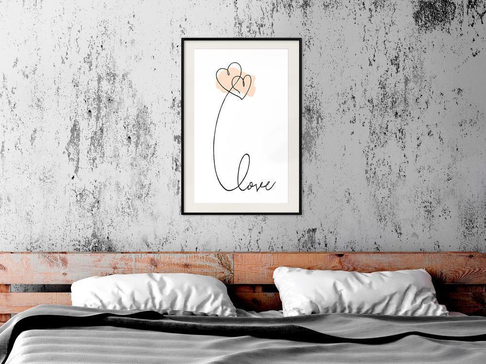 Black and White Framed Poster - Love Balloon-artwork for wall with acrylic glass protection