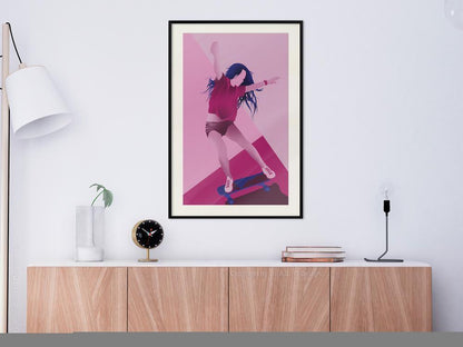 Wall Decor Portrait - Girl on a Skateboard-artwork for wall with acrylic glass protection