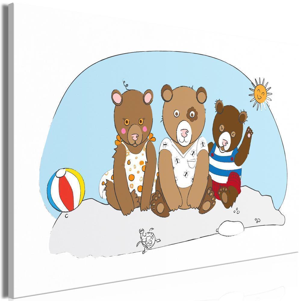 Canvas Print - Teddy Bears on the Beach (1 Part) Wide-ArtfulPrivacy-Wall Art Collection