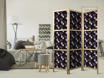 Japanese Room Divider - Birds Among Flowers - Pheasants Surrounding Peonies - Purple