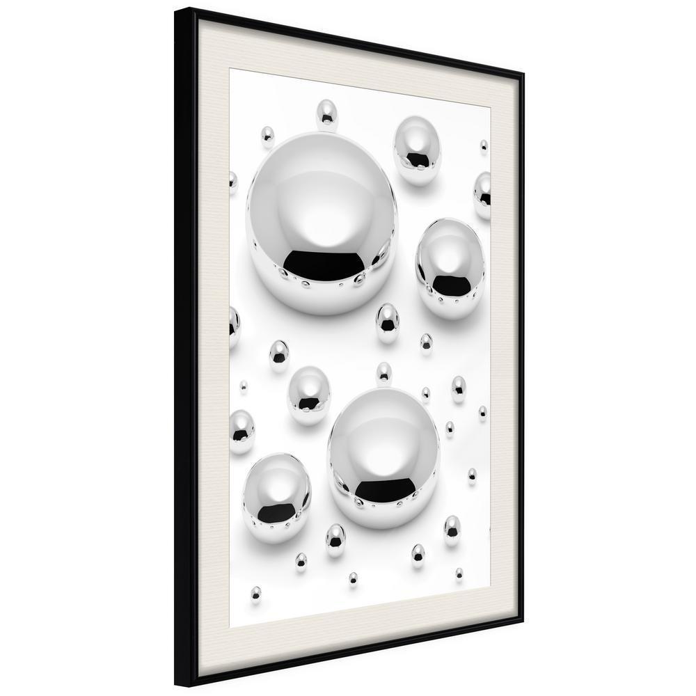 Winter Design Framed Artwork - Silver Drops-artwork for wall with acrylic glass protection