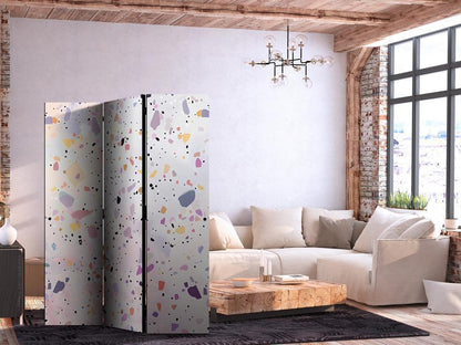 Room Divider - Terrazzo in Confetti Style - Violet-Pink - Colorful Pattern