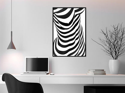 Black and White Framed Poster - Bodypainting-artwork for wall with acrylic glass protection