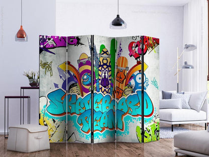Decorative partition-Room Divider - Skateboard team II-Folding Screen Wall Panel by ArtfulPrivacy