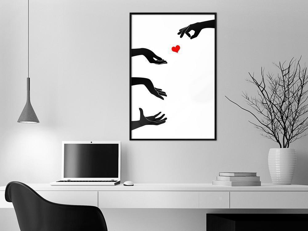 Black and White Framed Poster - Playing With Love-artwork for wall with acrylic glass protection