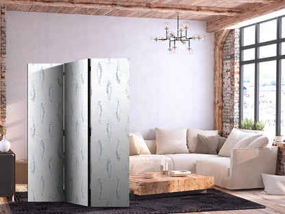 Room Divider - Delicate Blue Fish - Mosaic Fish in Subtle Blue Color Shades with an Arched Pattern in the Background