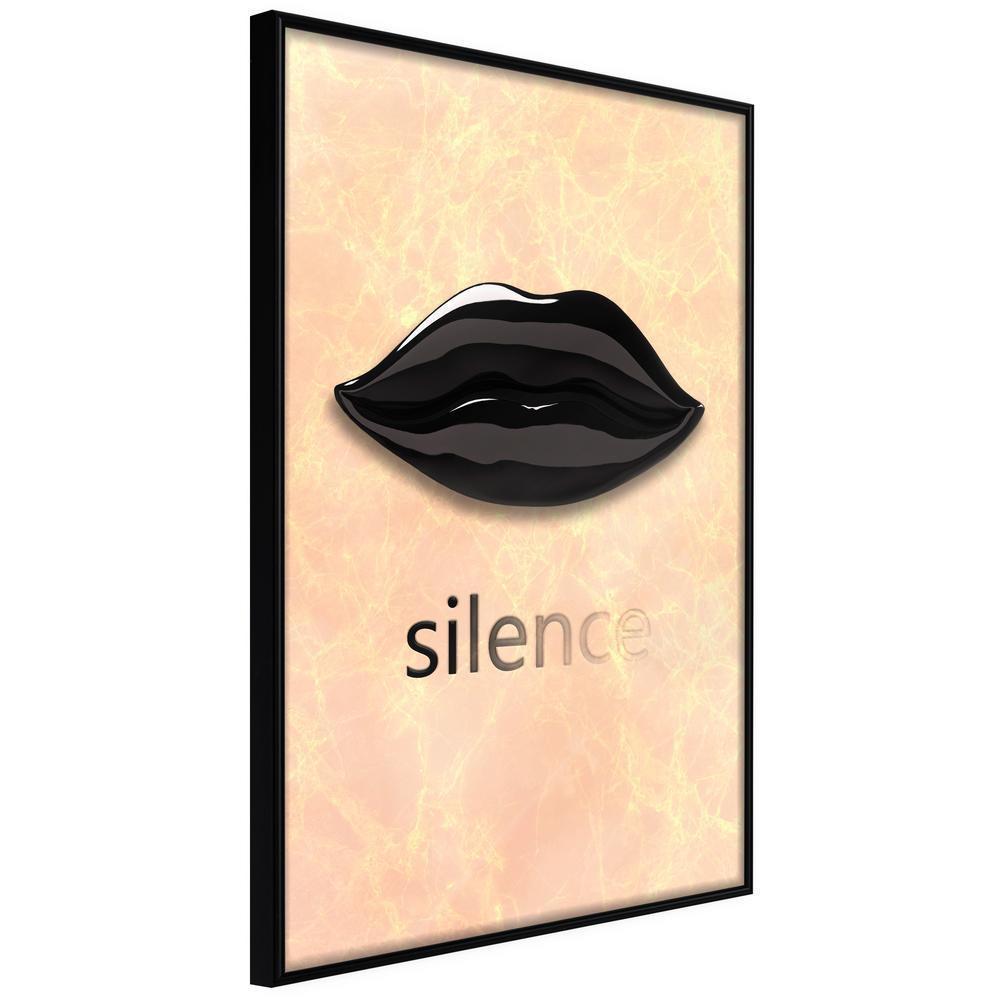 Typography Framed Art Print - Silent Lips-artwork for wall with acrylic glass protection
