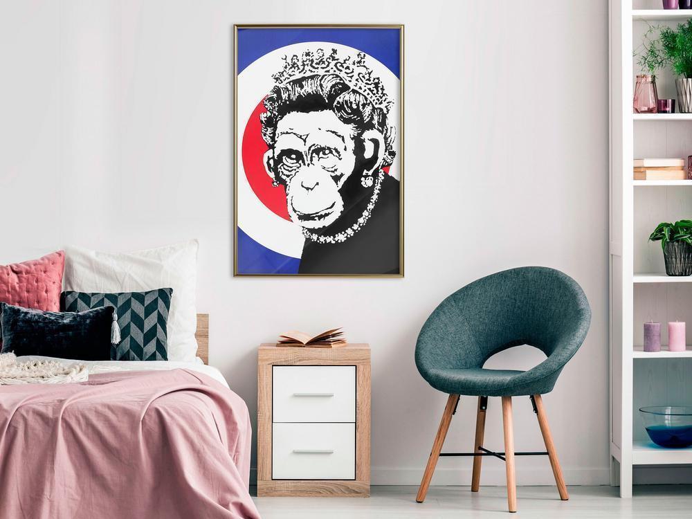 Urban Art Frame - Banksy: Monkey Queen-artwork for wall with acrylic glass protection