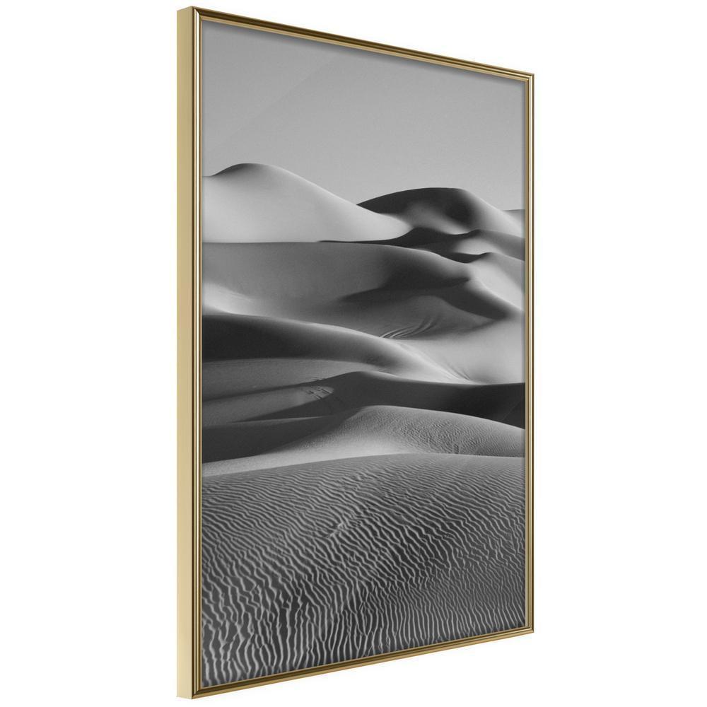 Black and White Framed Poster - Ocean of Sand II-artwork for wall with acrylic glass protection