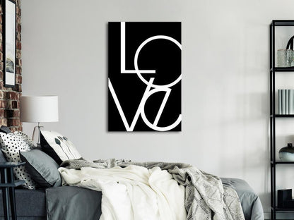 Canvas Print - Black and White: Love (1 Part) Vertical-ArtfulPrivacy-Wall Art Collection