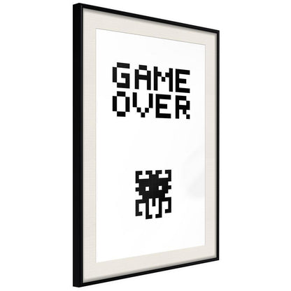 Typography Framed Art Print - Game Over-artwork for wall with acrylic glass protection