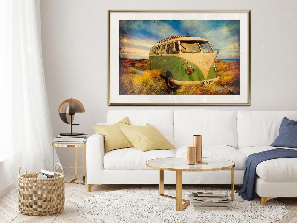 Vintage Motif Wall Decor - Hippie Van I-artwork for wall with acrylic glass protection