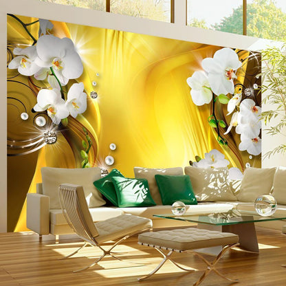 Wall Mural - Orchid in Gold-Wall Murals-ArtfulPrivacy