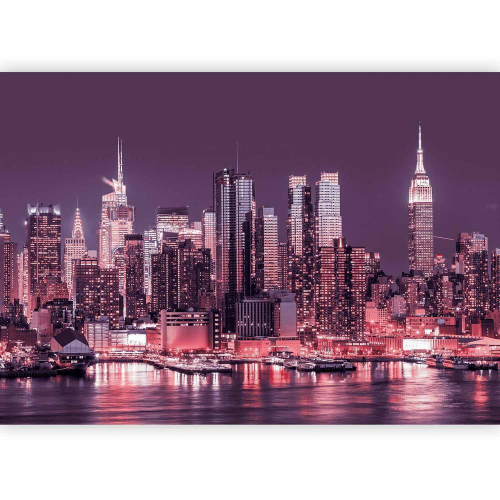 Wall Mural - Purple night over Manhattan - cityscape of New York architecture