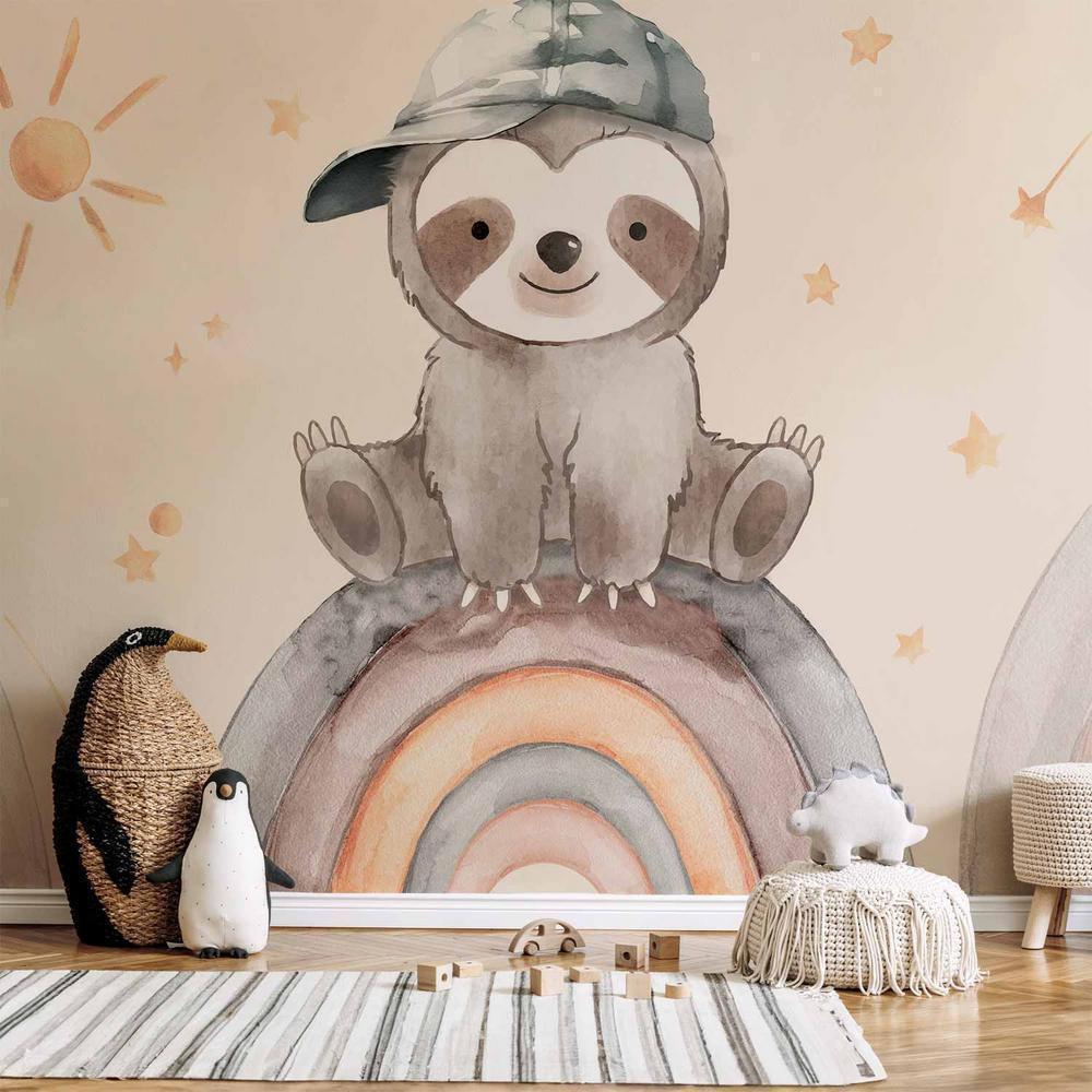 Wall Mural - Little Sloth Among Stars and Rainbows