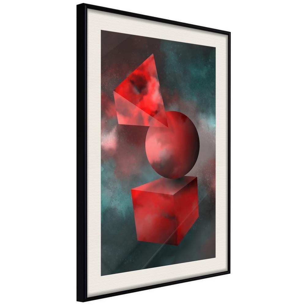 Abstract Poster Frame - Red Solid Figures-artwork for wall with acrylic glass protection