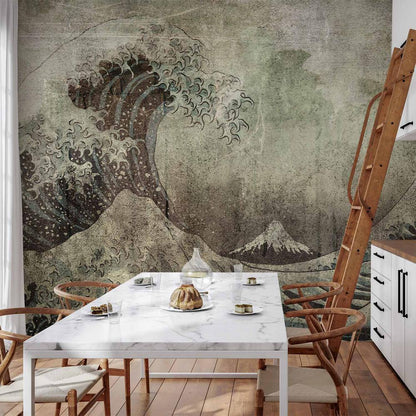 Wall Mural - Great wave in Kanagwa in retro style - landscape of rough sea