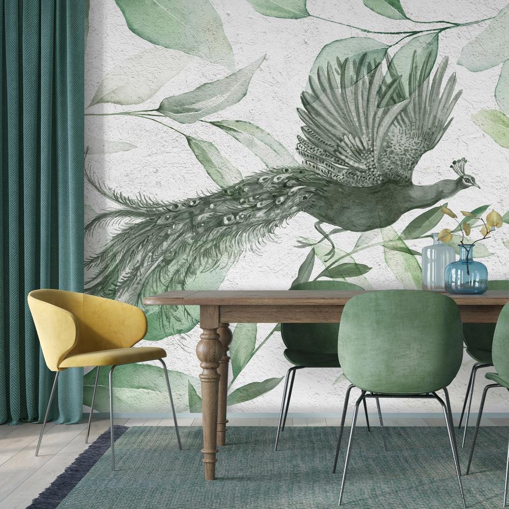 Wall Mural - Flight of a Peacock - Third Variant-Wall Murals-ArtfulPrivacy