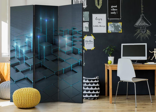Decorative partition-Room Divider - Black City-Folding Screen Wall Panel by ArtfulPrivacy