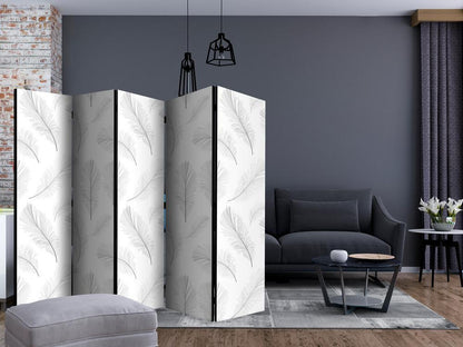 Room Divider - Lightness II- A 5 Panel Folding Screen For Living rooms, bedrooms or home office, decorative folding screen made with wood and canvas