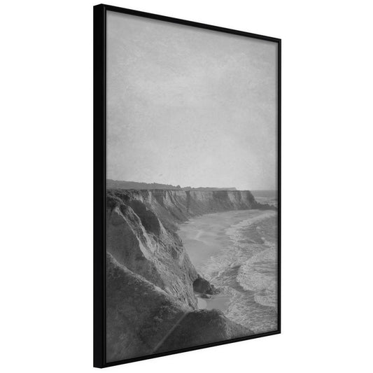 Black and White Framed Poster - Sea Against the Land-artwork for wall with acrylic glass protection