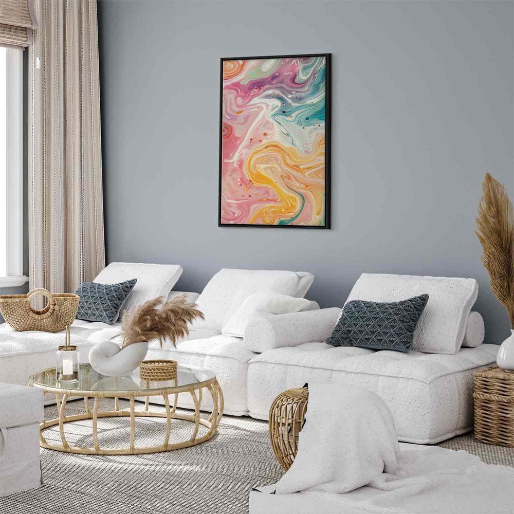 Canvas Print - Colorful Chaos - Dynamic Shapes in Shades of Pink Yellow and Blue