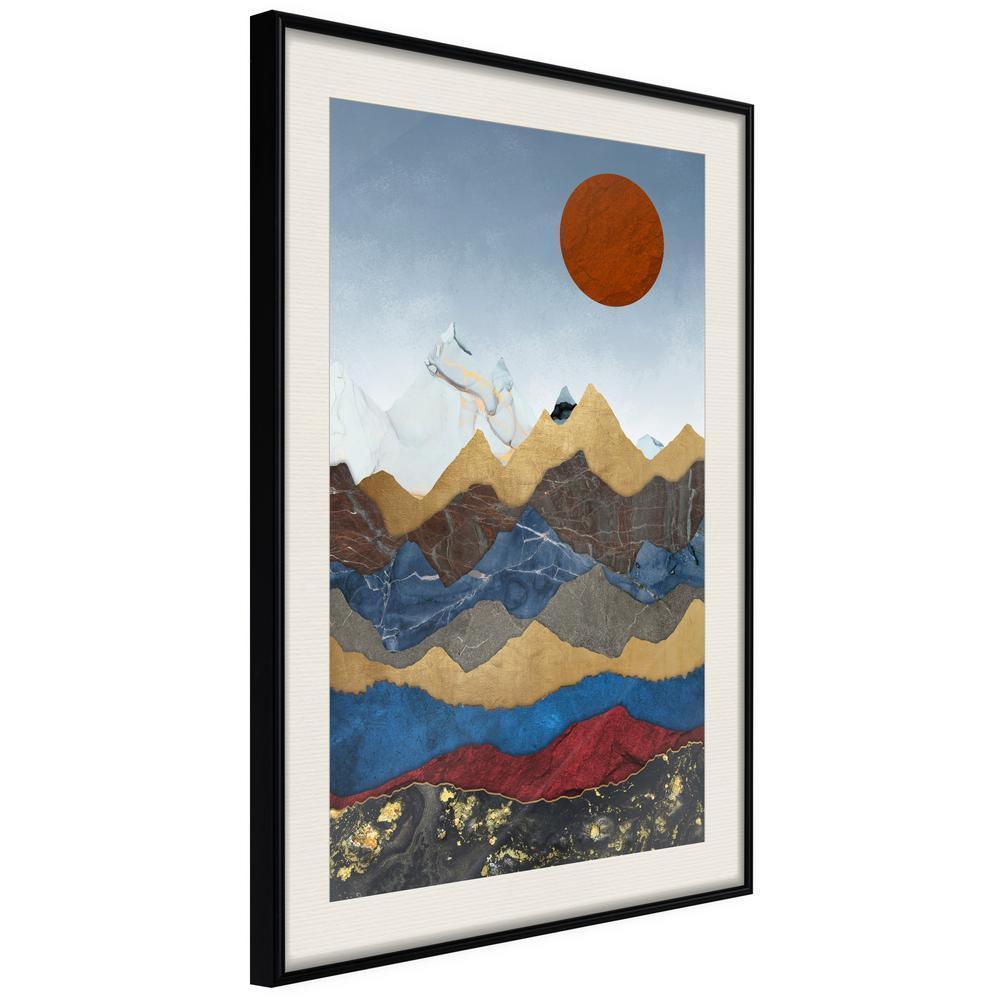 Abstract Poster Frame - Red Sun-artwork for wall with acrylic glass protection