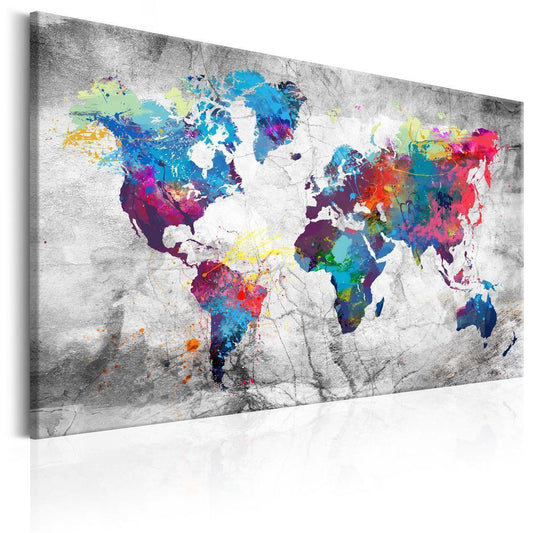 Canvas Print - World Map: Grey Style-ArtfulPrivacy-Wall Art Collection