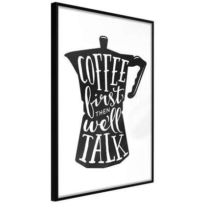 Typography Framed Art Print - Coffee First-artwork for wall with acrylic glass protection