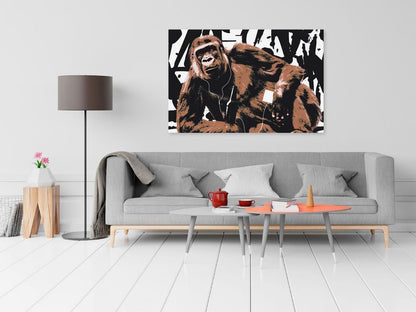 Canvas Print - Pop Art Monkey (1 Part) Narrow Brown-ArtfulPrivacy-Wall Art Collection