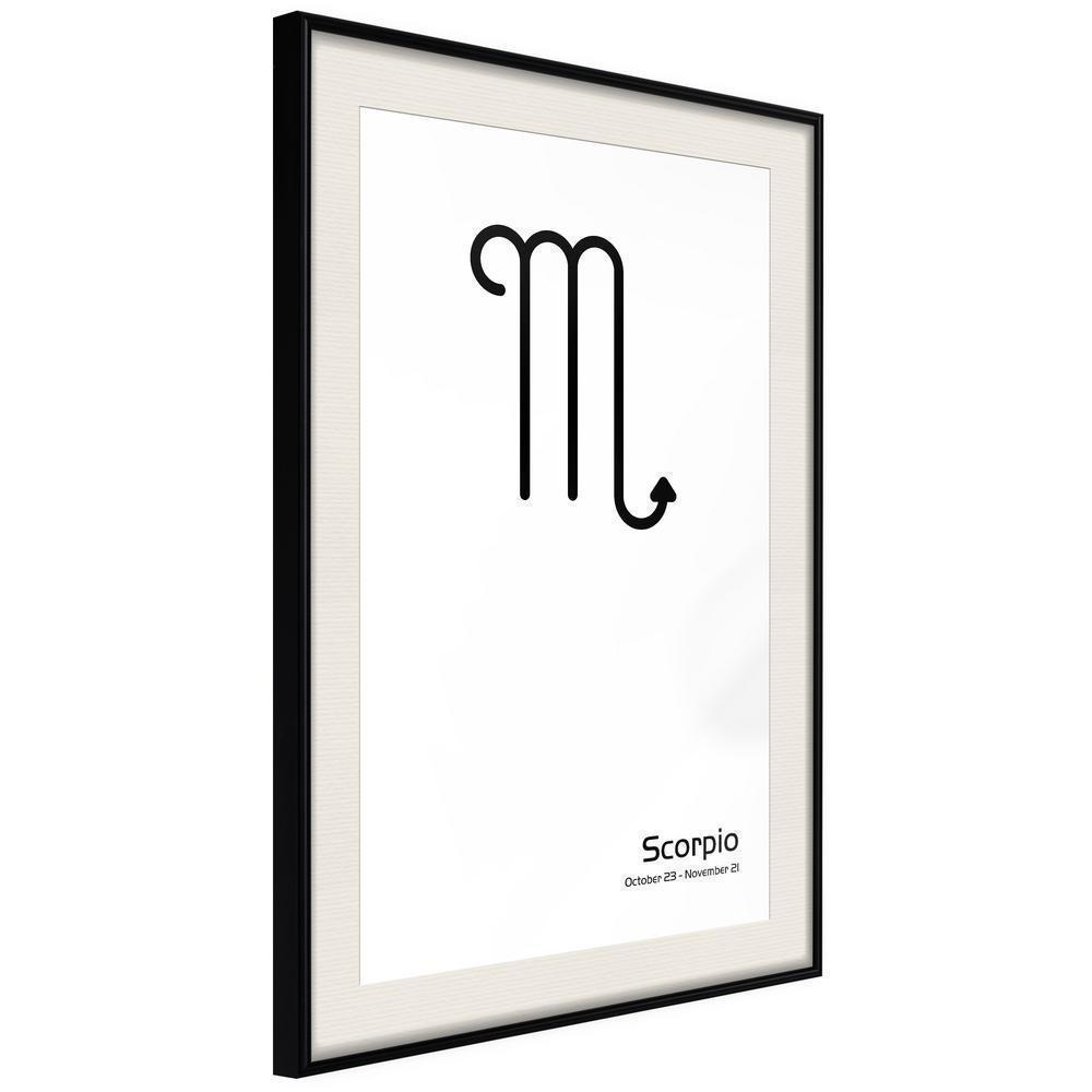 Typography Framed Art Print - Zodiac: Scorpio II-artwork for wall with acrylic glass protection