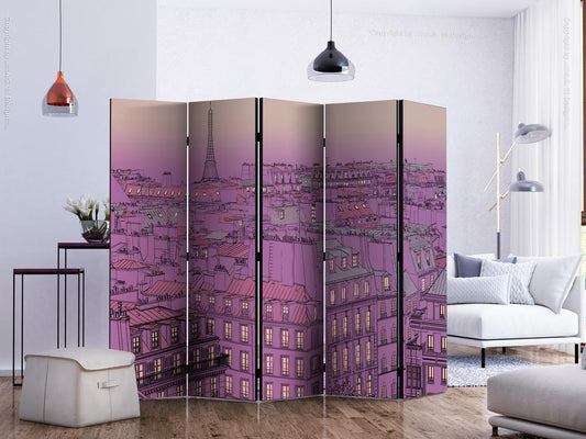 Decorative partition-Room Divider - Friday evening in Paris II-Folding Screen Wall Panel by ArtfulPrivacy