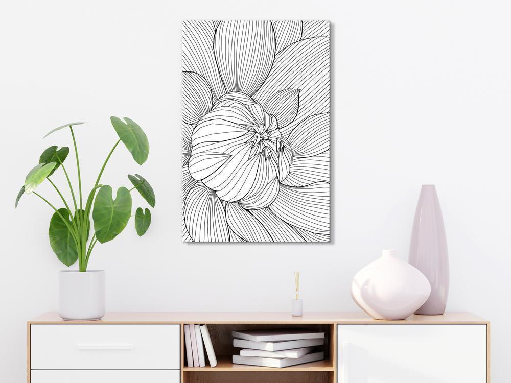 Canvas Print - Flower Line (1 Part) Vertical-ArtfulPrivacy-Wall Art Collection