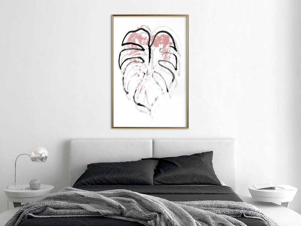 Botanical Wall Art - Black Leaf Outline-artwork for wall with acrylic glass protection