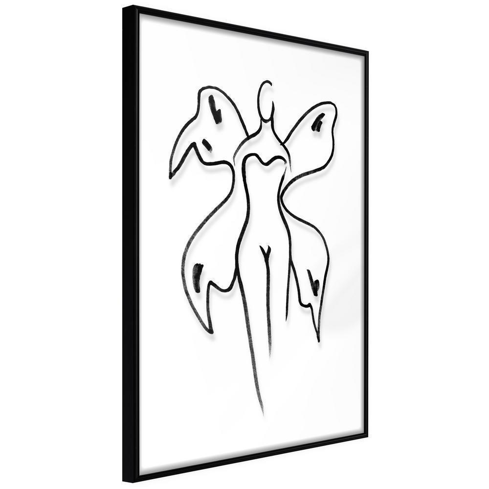 Black and White Framed Poster - Delicate Feminity-artwork for wall with acrylic glass protection