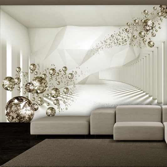 Wall Mural - Diamond Corridor (Beige)-Wall Murals-ArtfulPrivacy