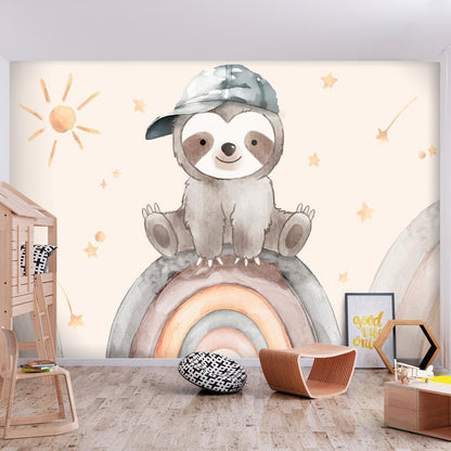 Wall Mural - Little Sloth Among Stars and Rainbows