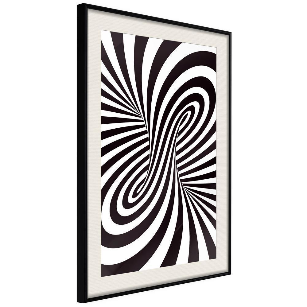 Abstract Poster Frame - Black and White Swirl-artwork for wall with acrylic glass protection
